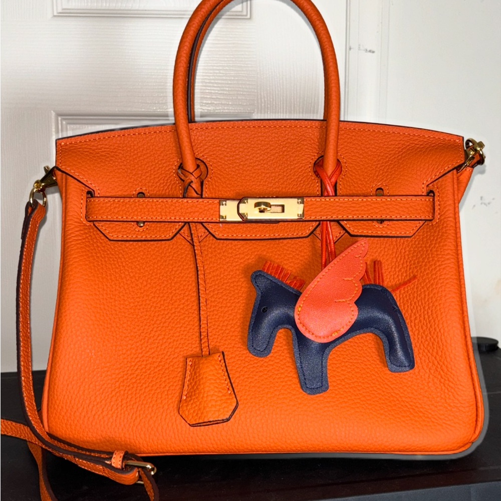Orange genuine leather wirkin